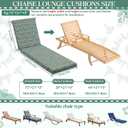 Kigley 72x21 Inch Outdoor Chaise Lounge Chair Cushions Set of 2, Pool Patio Chair Cushions for Outdoor Furniture Waterproof High-Density Foam Pad with Covers Non-Slip Ties Lawn Beach(Paisley,Green), 72.05 x 20.87 x 2.99 inches