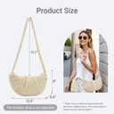 Herald Small Pleated Crescent Straw Woven Crossbody Bag for Women, Ruched Handmade Summer Beach Shoulder Purse Handbag