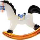 Rocking Horse Figurine 2.4 Inches Hand Blown Glass Mini Horse Crafts Desktop Decoration for Home Decor