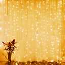 Brightown 1200 LED Curtain String Lights, 9.8 FT Hanging Fairy Lights with Remote, 8 Modes, Connectable Waterproof Window Lights for Bedroom Backdrop Wedding Outdoor Christmas Party, Warm White