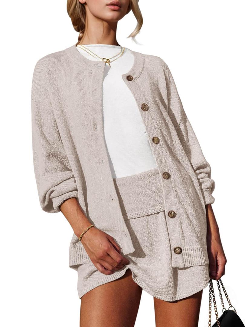 Tankaneo Sweater Sets for Women Outfits Mini Only Skirts Knit Matching Lounge Medium