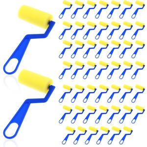 50 Pieces 3 Inch Foam Paint Rollers Painting Sponge Roller Tools Small Sponge Paint with Plastic Handle for Young Artists Painting Art Craft Supplies (Blue)