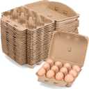 Zubebe 200 Pieces Paper Pulp Egg Cartons, 3 x 4 Style, Sturdy, Multi-Functional, Degradable, Cardboard Material, Ideal for Family, Farms, Markets, Storing, Transporting, Selling