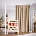 No Drill Curtain Rods for Room Divider, Adjustable Tension Rod 35-100" W x 43-120" H, for Partition Room Dividers,White
