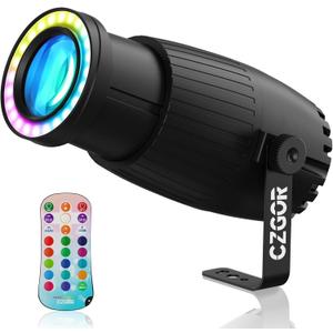 20W Pinspot Light, Czgor RGBW 4 in 1 LED Spot Light with 24 LEDs Ring Lights, Manual Focus Disco Ball Spotlight, Soft Cozy Stage Effect Lighting for Wedding, Party, Christmas