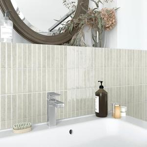 Alwayspon 10 Sheets 12x12inch Beige 3D Vinyl Backsplash Tiles, Self-Adhesive Peel and Stick Wall Tile Stickers Stick on Subway Tiles for Kitchen Bathroom Wall