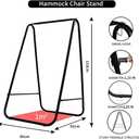 YUCAN Hammock Chair Stand with Hanging Swing Chair Included,Weather Resistant and Saving Space Stand Max 450 Lbs, Quality Cotton Weave Wrap Whole,Suitable for Indoor Outdoor Patio YardGrey Patented