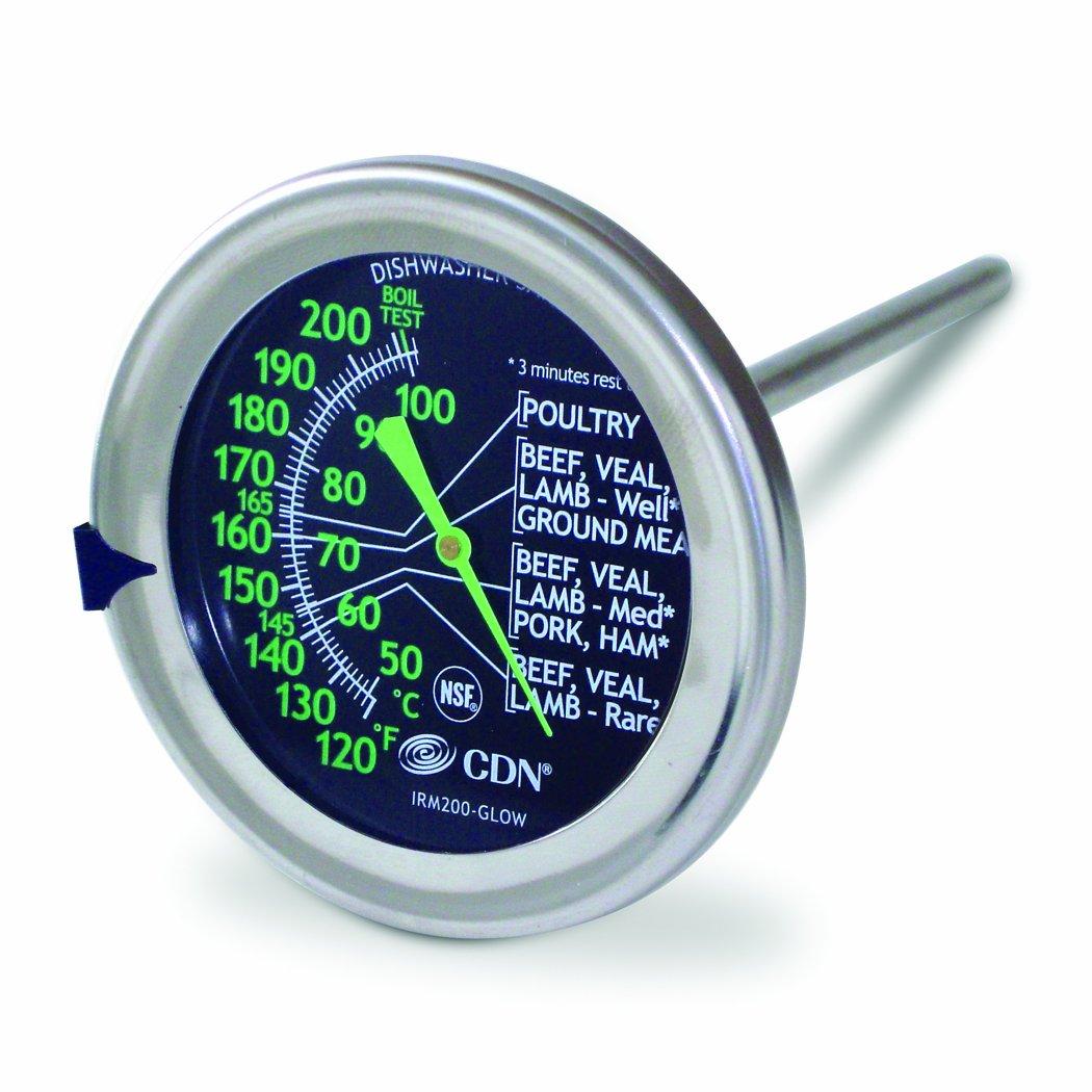 CDN Ovenproof Meat Thermometer  Glow Dial | ProAccurate | 2" Easy-Read Dial | Waterproof, Recalibratable | For Oven Roasting, Poultry, Beef, BBQ | IRM200-GLOW