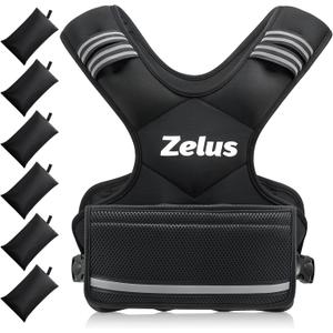 ZELUS Weighted Vest for Men and Women | 11-20lb Vest with 6 Ironsand Weights for Home Workouts | Adjustable Body Weight Vest Exercise Set for Cardio and Strength Training (Black)