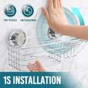 TAILI Shower Caddy Suction Cup, 3 Pack Shelves for Inside with Hooks & Soap Holder Toothbrush Cups, Removable Bathroom Organizer, Rustproof Silver Storage-Silver