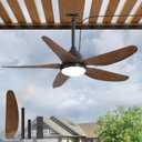 46" Outdoor Ceiling Fan with Lights, IP65 Waterproof Gazebo Fan with Remote Control 6-Speeds DC Motor, Brown Plug in Hanging Fan for Patio Porch Pergola