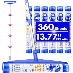 COBETE 13.77" Large Extra Sticky Lint Roller, 69.88" Long Handle Lint Remover with 6 Rollers for Clothes, Cat Dog Pet Hair, Furniture, Couch, Carpet, FloorPainted Wall Cleaner Mop Dust Cleaning