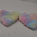 Marsui 2 Pcs Fluffy Heart Shaped Plush Pillow Cute Throw Cushion Stuffed Heart Decorative Pillow Toy Gift for Chair Sofa Living Room(Long Plush,Colorful)