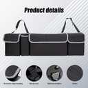 Car Trunk Organizer and Storage, Backseat Hanging Trunk Organizers and Storage, Waterproof Collapsible Cargo Large Bag with 4 Pockets, Car Interior Accessories for SUV, Truck (Black)