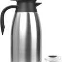 Thermal Coffee Carafe 70 oz / 2L Insulated Stainless Steel, Coffee Carafes Double Walled Vacuum Pot Flask - Hot Beverage Dispenser/Water, Tea - Keep 12/24 Hours Hot/Cold (Silver)