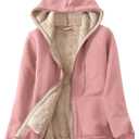 PUWEI Women's Winter Warm Fleece Jackets Thick Sherpa Lined Zip up Hoodies Heavyweight Sweatshirt Coat (Pink) XS