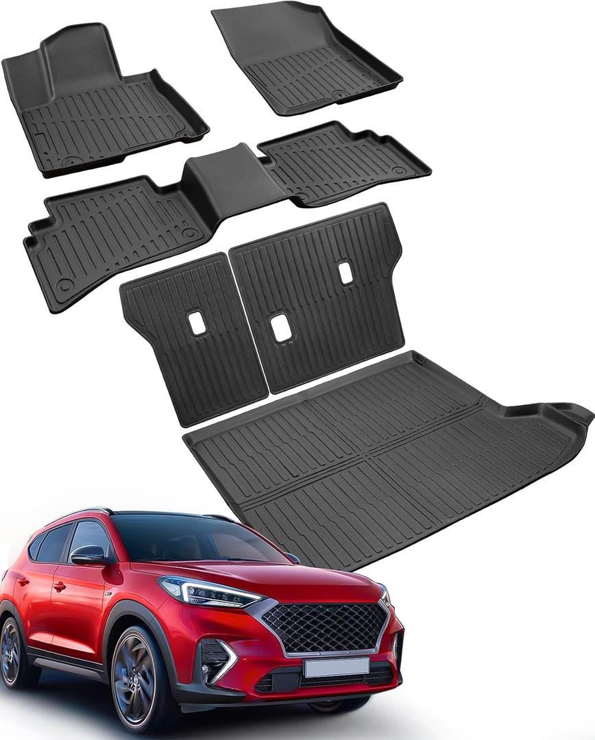 Custom Fit All-Weather Floor Mats & Cargo Liner & Rear Seat Back Protectors for Hyundai Tucson 2022-2026 (NOT Fit PHEV & N line) - Heavy-Duty TPE Liners, Full Coverage, Non-Slip Design Accessories