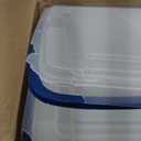 IRIS USA WeatherPro 60 Qt Storage Bins with Lids, 3 Pack, BPA-Free Plastic Gasket Box with Tight Latch and Seal, Stackable Nestable Tote Tub - Clear/Blue