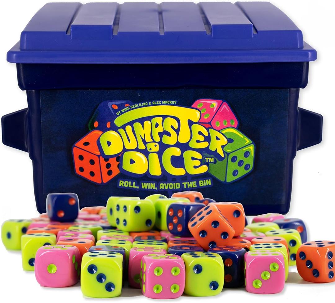 Big Discoveries Dumpster Dice Fast-Paced Family Dice Game | Fun 4-Player Board and Dice Game with Dumpster, 80 Piece Dice Set, and Graffiti Stickers | Perfect for Travel, Parties, and Game Night