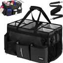 Extra Large Cleaning Caddy Bag with Built-In Support Board, Cleaning Tote Organizer with Removable Divider, Supply Carryall with Adjustable Shoulder Strap and Waist Belt for Cleaners & Housekeepers