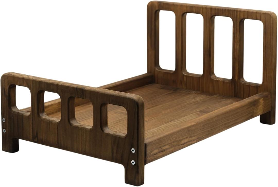 Newborn Photography Props Bed Prop Brown Rustic Mini Wooden Bed for Baby Photography, Infant Photoshoot Posing Prop for Newborn Sessions