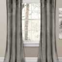 Lush Decor Prima Velvet Curtains Color Block Light Filtering Window Panel Set for Living, Dining, Bedroom (Pair), 38" W x 84" L, Gray (Grey)