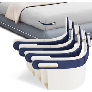 Sheet Holders for Fitted Sheets  4 Pack Heavy Duty ABS+Silicone Lock Straps, Keep Sheets Firm & Tight, No Slippage  Easy Install Bed Sheet Holders - Midnight Blue