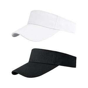 Cooraby Sports Sun Visor Hats Adjustable Sun Visor Caps for Women and Men Black, White