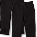 Amazon Essentials Boys and Toddlers' Fleece Jogger Sweatpants with Drawstring, Elastic Waist, Multipacks (Large, 2-pack Black)