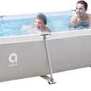 Above Ground Swimming Pool with Filter Pump, Outdoor Rectangle Steel Frame Pool for Backyard, Gray 10ft x 6.8ft x 25.6in