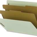 Smead 100% Recycled Pressboard End Tab Classification Folder, 2 Dividers, 2" Expansion, Letter Size, Gray/Green, 10 per Box (26802)