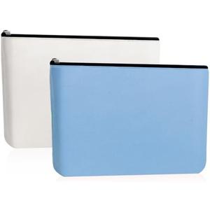 2pcs Makeup Bag With Zipper Large Capacity Travel Cosmetic Bag Multi Purpose Oxford Fabric Zipper Bags DIY Craft Bag Makeup Pouch for Cosmetics Storage Christmas Birthday Gift(Blue,Off White)