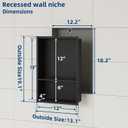 Neodrain 12X18 Inch Matte Black Double Shelf Stainless Steel Shower Niche, No Tile Needed Bathroom Organizer, Two Layer Recessed Built-in Wall Niche