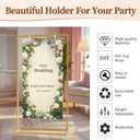 Wedding Sign Holder, 57x31x15"Welcome to Our Wedding Sign Stand Metal Wedding Sign with 8 Pair Satin Ribbon & 2 Pair Leather Sign Straps,Storage Bag, Flower Vine,Heavy Duty Easel Stand for Sign,Poster (Gold)