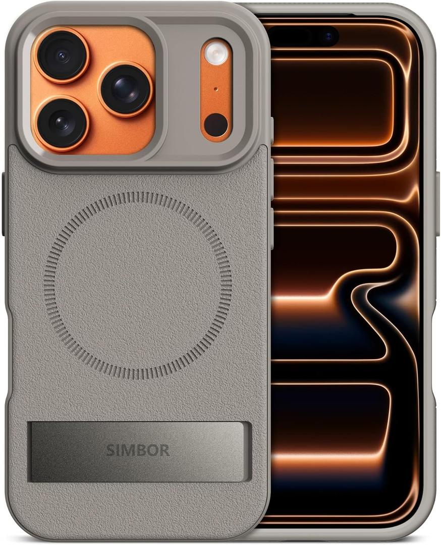 Magnetic for iPhone 17 Pro Case with Stand[Compatible with MagSafe] Slim Invisible Kickstand, Protective Anti-Fingerprint Phone Cove for iPhone 17 Pro Case 6.3", Gray