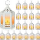 Hortsun 20 Pcs Mini Lantern Centerpiece LED Candles Wedding Decorative for Table Battery Powered Hanging Tealight for Wedding Ramadan Diwali Home Decor(White)