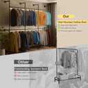 Industrial Pipe Black Clothing Racks Wall Mounted, Rustic Industrial Pipe Clothes Rack Design - Stylish & Heavy Duty Corner Garment Racks, Perfect for Home or Retail Display, Size: 6Rod-111.8"W