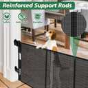 Reinforced 24 Inch Tall Retractable Baby Gates, Short Dog Gates to Step Over, Expands 0-55 Inches Wide, Mesh Pet Gate with Support Rods, Small Puppy Gates for the House, Black