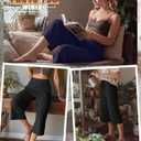 Neer 3 Pack Women Capri Pants Wide Leg High Waist Crop Lounge Sweatpants Loose Summer Casual Workout Pants with Pocket (Black, XL)