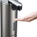 Automatic Soap Dispenser, Automatic Liquid Soap Dispenser Touchless, 12oz/340ml, 3-Level Adjustable, Battery Operated, Water-Resistant for Bathroom, Kitchen and School, Clog-Free, Stainless Steel