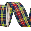 MEEDEE Buchanan Tartan Ribbon 2-1/2" Wide with 25 Yards Red, Blue, White & Yellow Scottish Plaid Polyester Wired Ribbon for Christmas Tree, Wreaths, Bows, Gift Wrap, Weddings, Holiday Crafts