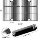 Hisencn Grill Parts for Home Depot Nexgrill 4 Burner 720-0830H, 5 Burner 720-0888N, 720-0888 Gas Grill Models, Porcelain Steel Heat Plate Flame Tamer, Cast Iron Grill Grates, 13 x 17
