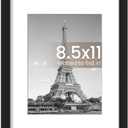 upsimples 8.5 By 11 Picture Frame, Display Pictures 6x8 with Mat or 8.5 x 11 Without, Wall Hanging Photo Frames, Black, 1 Pack