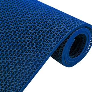 Drainage Non Slip Floor Mats Wet Area Commercial Mesh Rubber Flooring Mat Garage Pools Restaurant Bathroom Patio Outdoor Indoor Drain Splash Rug Mat,Blue,1.25M/416.4FT