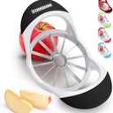 SCHVUBENR 4.72 Inch Large Apple Slicer with 12 Blades - Professional Apple Cutter - Stainless Steel Apple Corer - Sharp Apple Slicer and Corer - Apple Corer Tool - Dishwasher Safe(Black)