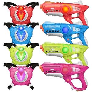 ZIFFY Laser Tag Guns Set of 4 with Vests, Multi-Functional Laser Tag Indoor&Outdoor Family Games, Birthday Gift, Group Activity, Ages 8+(Multi-Color) by Jova