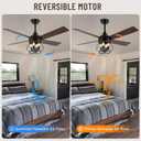 52 Inch Ceiling Fans with Lights, Modern Farmhouse Caged Ceiling Fan, Reversible Motor, 4 Double Finish Wood Blades, Rustic Ceiling Fan for Porch, Living Rooms, Bedroom