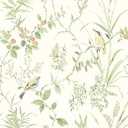NuWallpaper Sage Songbird Peel and Stick Wallpaper, Sage Botanical Songbird Removable Contact Paper for Walls, Self Adhesive Wall Covering for Bedroom Living Room Accent Wall