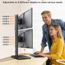 Dual Monitor Stand, FreeStanding Desk Stand for Two 13-32 inch Screens, Vertical Monitor Riser with Swivel, Tilt, Rotation, 4 Height Options, Holds One (1) Screen Up to 77Lbs, VESA 75x75mm/100x100mm