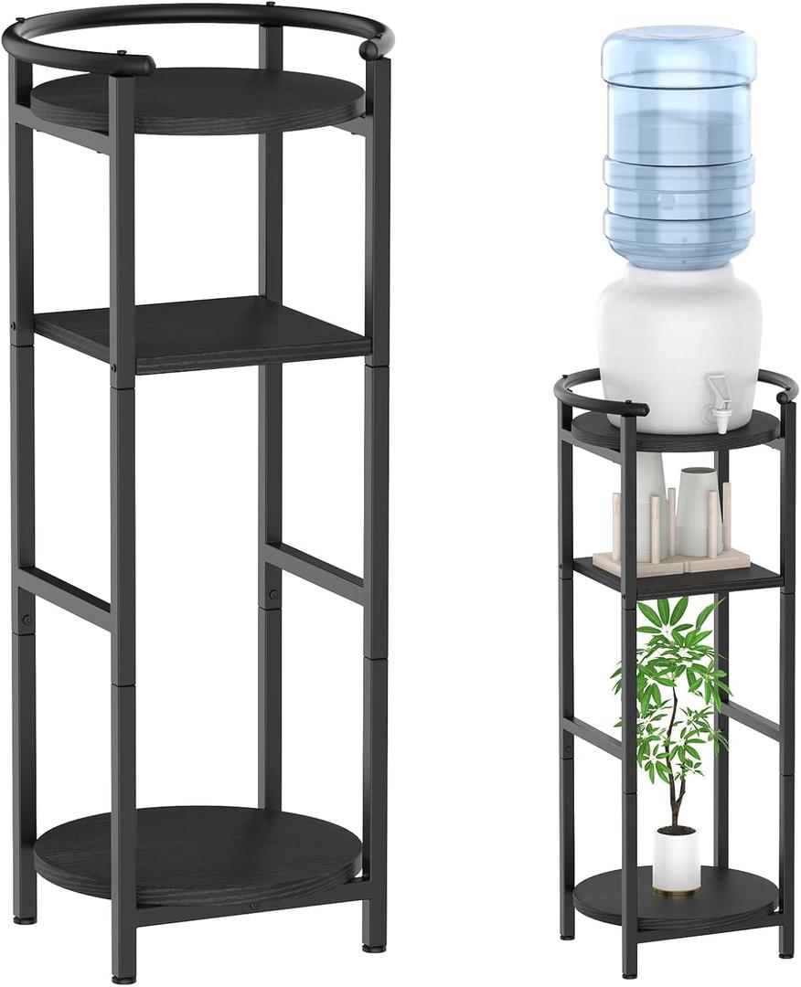 Water Dispenser Floor Stand, Water Jug Stand for 1-5 Gallon, Sturdy Water Stand with Shelves, 3 Tier Water Dispenser Storage(36.5" H-11.8" W),Water Jug and Plant Stand